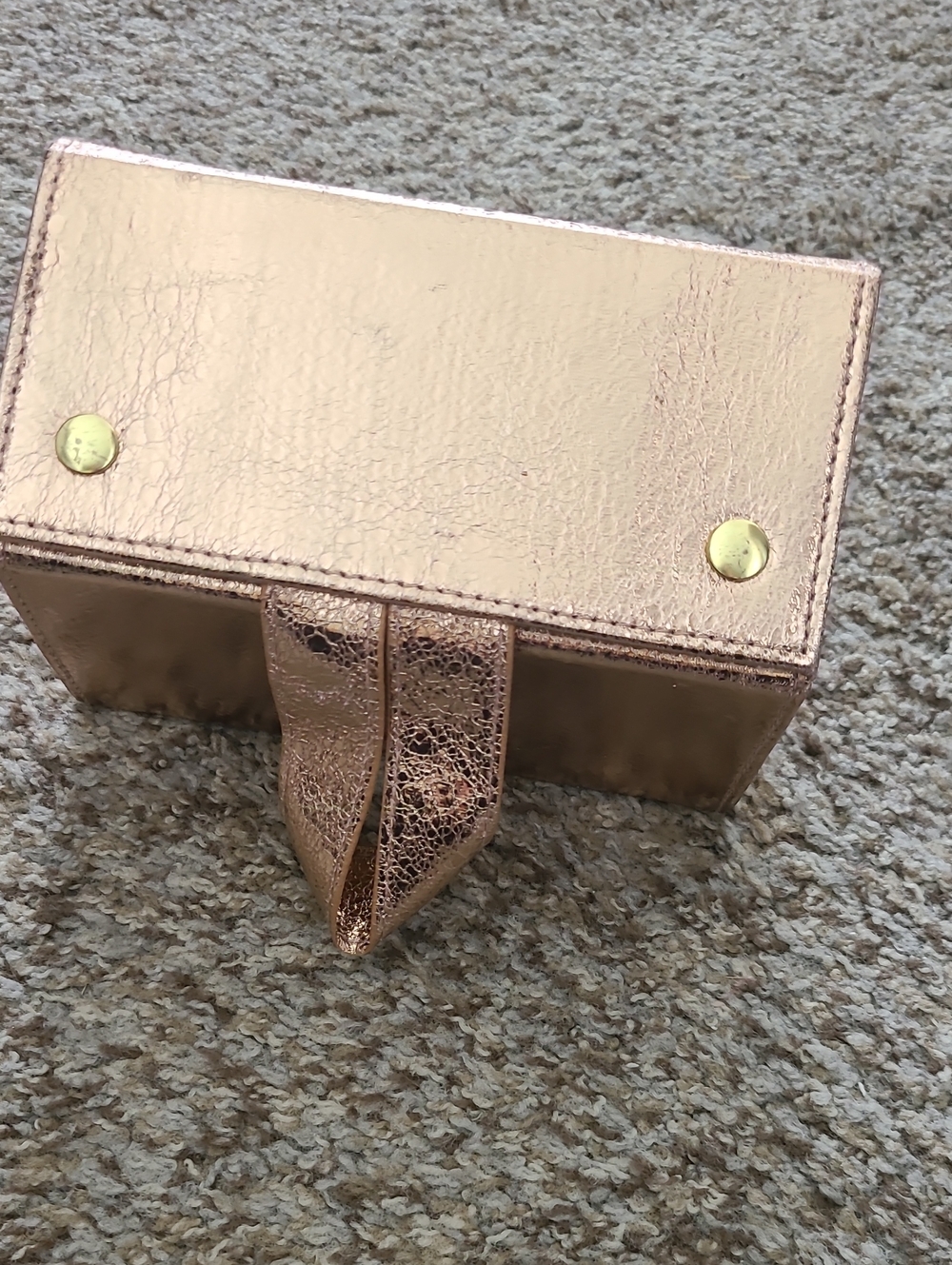 Nordstrom Cream and Rose Gold Foldable Hexagon Jewelry Case